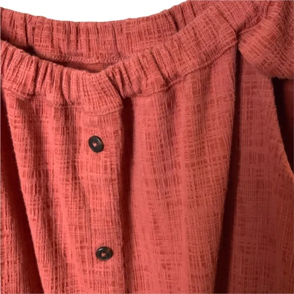 Madewell Texture & Thread Off-the-Shoulder Dress Rust Color Size Large - Picture 6 of 11